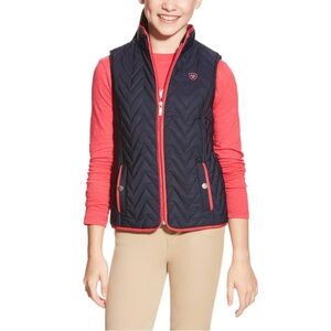 Ariat Ashley Navy Vest with orange trim youth size XL adult XXS